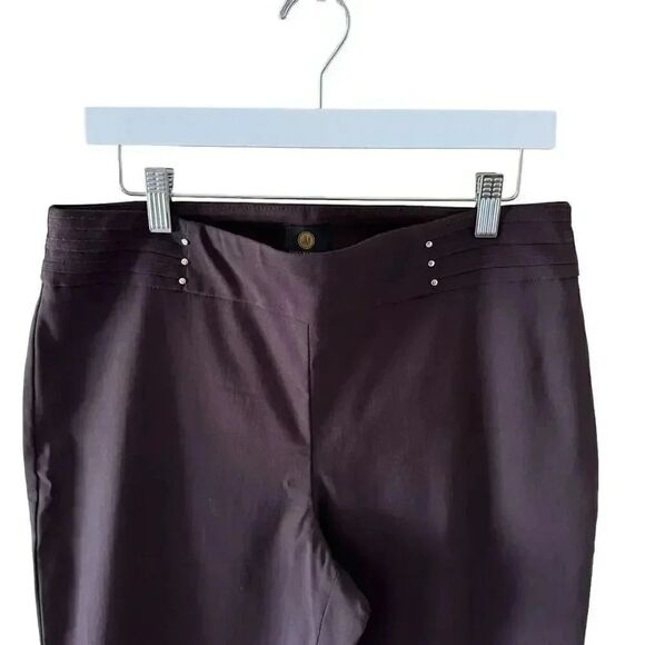 JM Collection Trousers Office Career Burgundy High Waist Pull On Pants LP - Picture 2 of 11